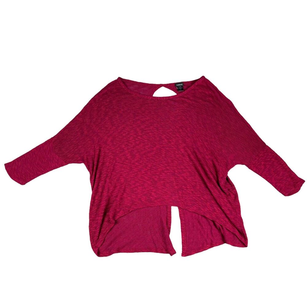 Torrid Top Women's 1 Red Long Sleeve Pullover Stretch Tunic Plus Size Casual